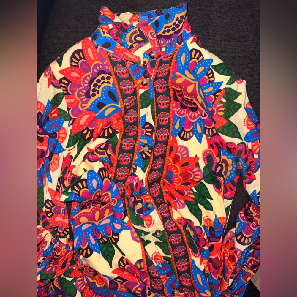 Anthropologie X Farm Rio Long-Sleeve Button-Front Midi Dress - Picture 4 of 5